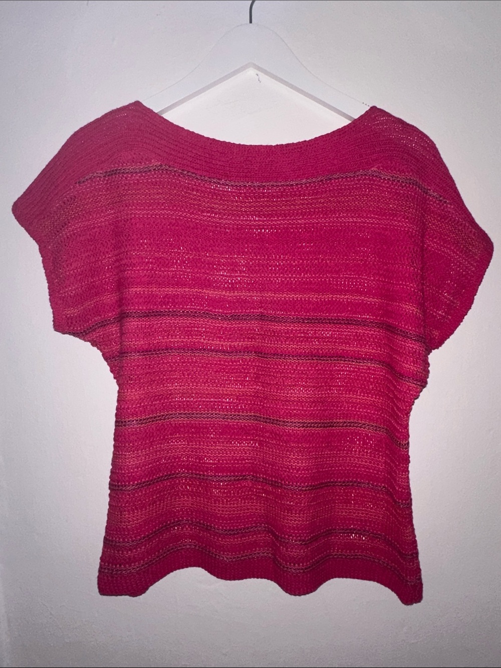 Ann Taylor Bright Pink Short-Sleeve Knit Sweater